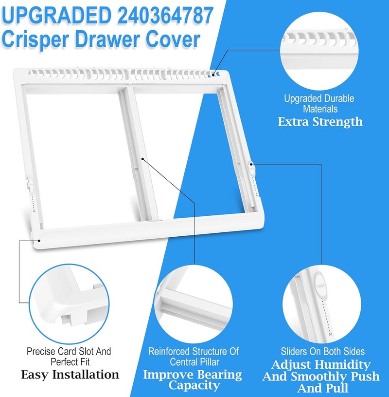 Alvar UPGRADED 240364787 Refrigerator Crisper Drawer Cover Frame Compatible with Frigidaire Crisper Drawer Replacement, Crisper Pan Cover Unit AP4432913, 240364794, FFTR1821TS0, FFTR1814TWB Crisper Drawer - Image 3
